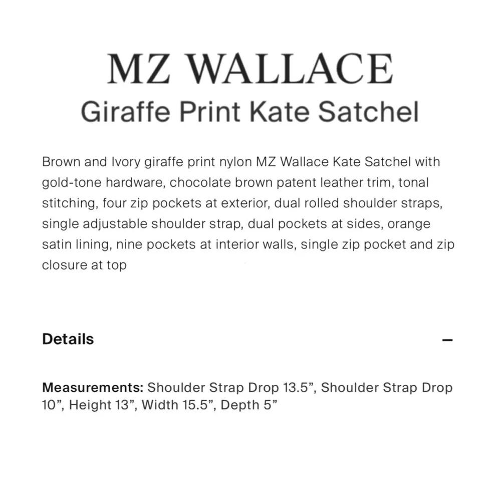 MZ Wallace Giraffe Print Kate Satchel